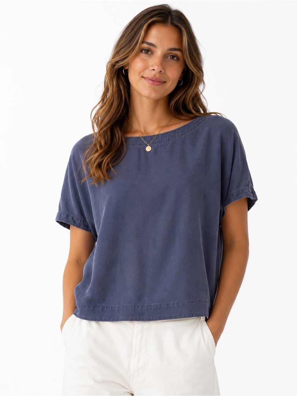Patagonia Women’s Worn Wear Recircle Tencel Short Sleeve Top Clean Beet Blue